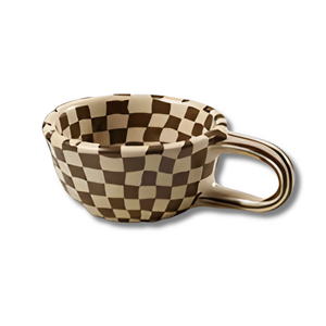 كوب سيراميك فريد بتصميم رقعة الشطرنج | مثالي للقهوة، الحليب والشاي